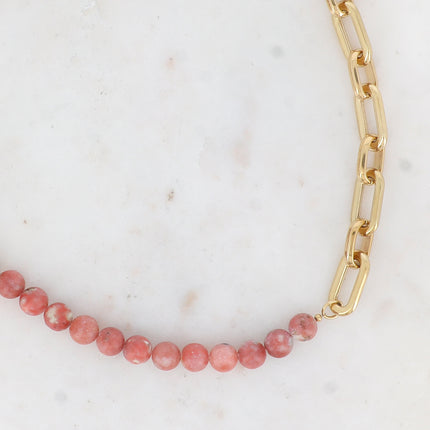 Collier Kelly - UNISEX - maille ovale et pierre naturelle