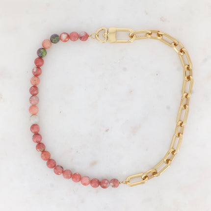 Collier Kelly - UNISEX - maille ovale et pierre naturelle
