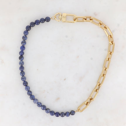 Collier Kelly - UNISEX - maille ovale et pierre naturelle