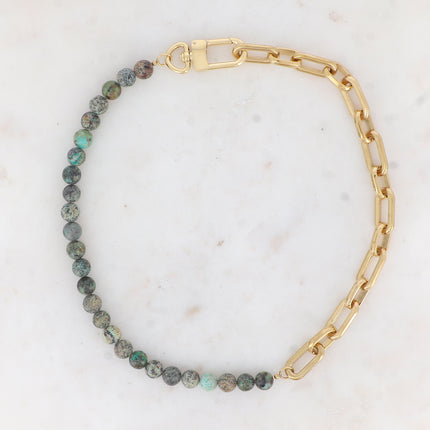 Collier Kelly - UNISEX - maille ovale et pierre naturelle