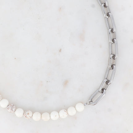 Collier Kelly - UNISEX - maille ovale et pierre naturelle