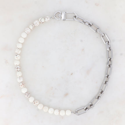 Collier Kelly - UNISEX - maille ovale et pierre naturelle