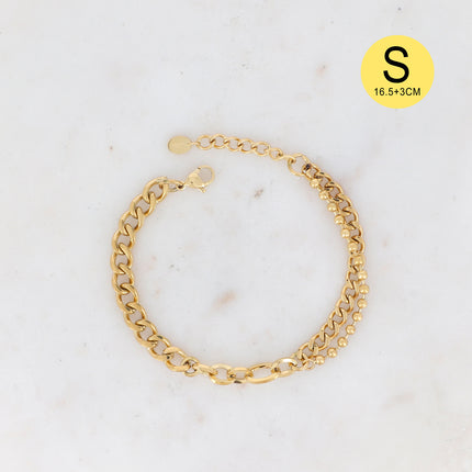 Bracelet Morgane S - UNISEX - maille et chaîne boule 19,5cm