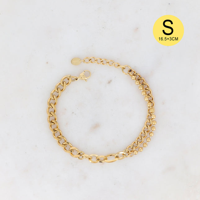 Bracelet Morgane S - UNISEX - maille et chaîne boule 19,5cm