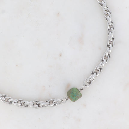 Collier Ava - UNISEX - maille torsadée et pierre naturelle