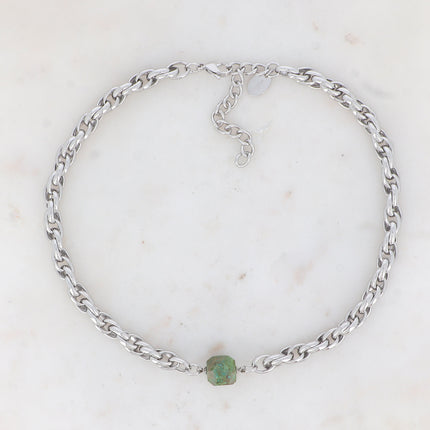 Collier Ava - UNISEX - maille torsadée et pierre naturelle