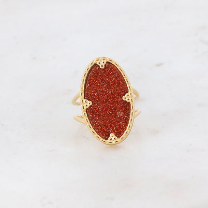 Bague Méli - pierre ovale et griffes triangles