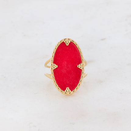 Bague Méli - pierre ovale et griffes triangles