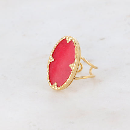 Bague Méli - pierre ovale et griffes triangles