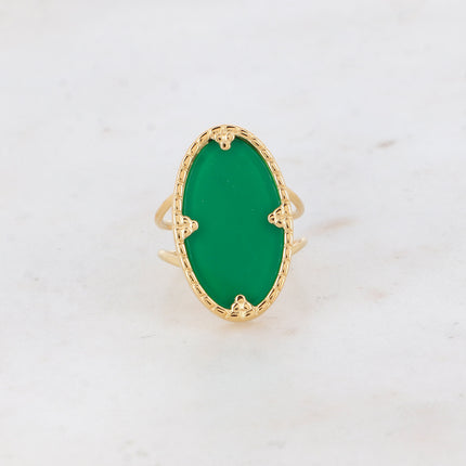 Bague Méli - pierre ovale et griffes triangles