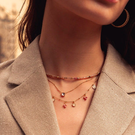 Collier Cybelle doré - pierres naturelles