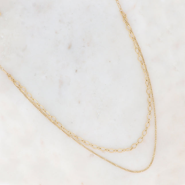 Qiana necklace - oval, curb chain and ribbed