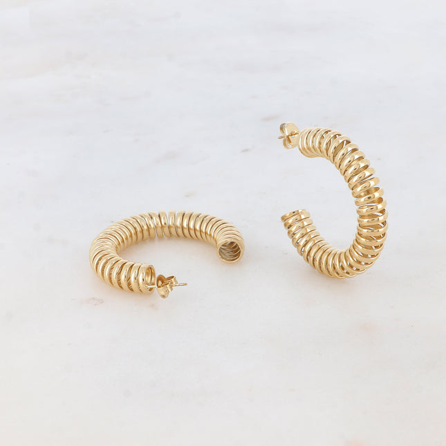 Spiral effect hoop earrings, 4 cm