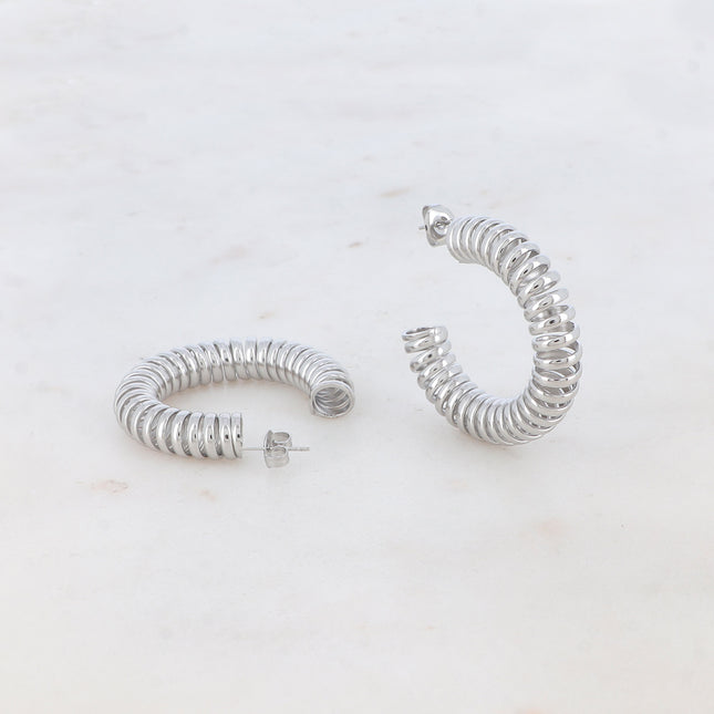 Spiral effect hoop earrings, 4 cm