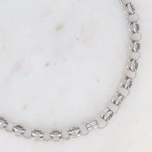 Jegan Necklace - Double smooth and twisted rings