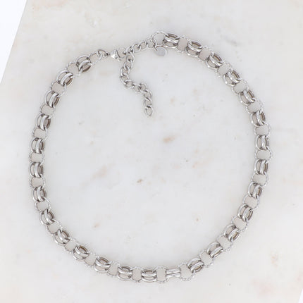 Jegan Necklace - Double smooth and twisted rings