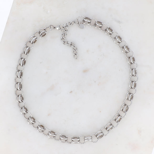 Jegan Necklace - Double smooth and twisted rings