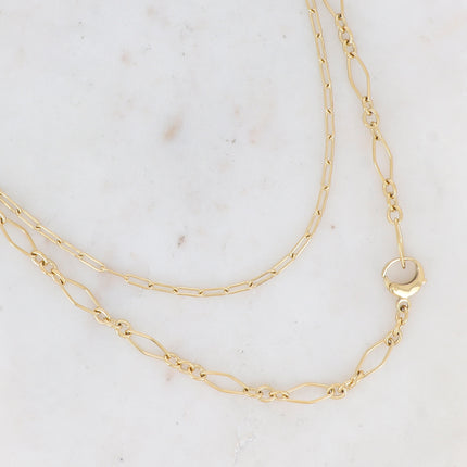 Collier Matthew - UNISEX - 2 rangs anneaux géométriques