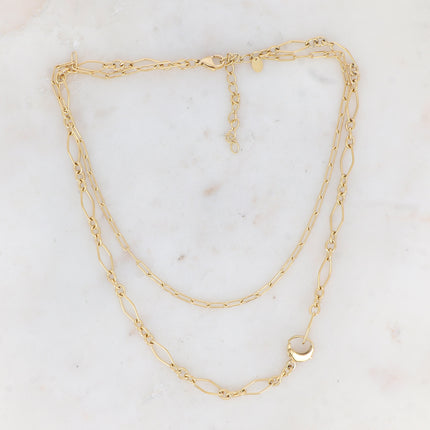 Collier Matthew - UNISEX - 2 rangs anneaux géométriques