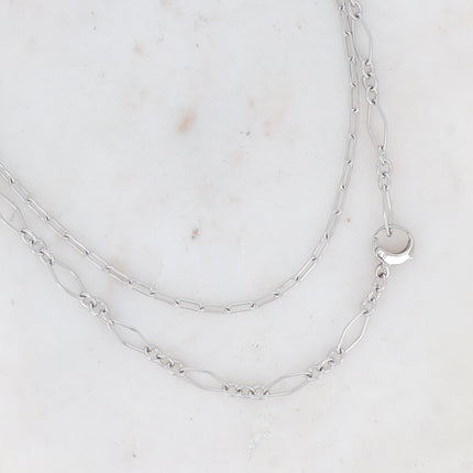 Collier Matthew - UNISEX - 2 rangs anneaux géométriques
