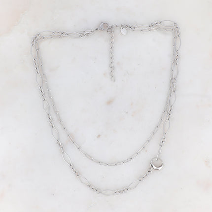Collier Matthew - UNISEX - 2 rangs anneaux géométriques