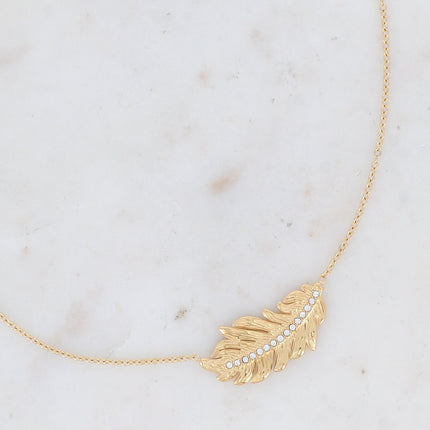 Collier - plume et oxydes de zirconium