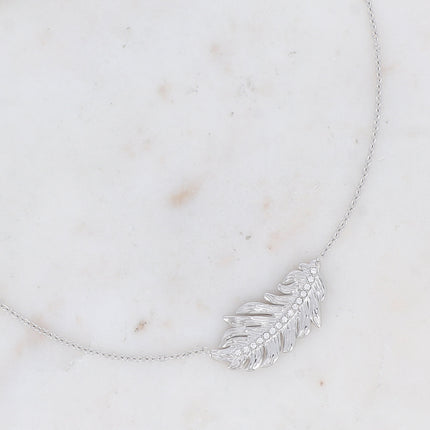 Collier - plume et oxydes de zirconium