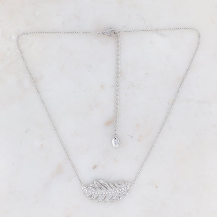 Collier - plume et oxydes de zirconium