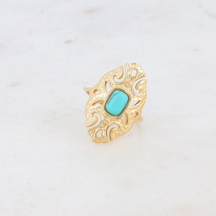 Bague Sélina - rosace ajourée et pierre naturelle