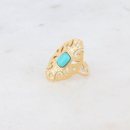 Bague Sélina - rosace ajourée et pierre naturelle