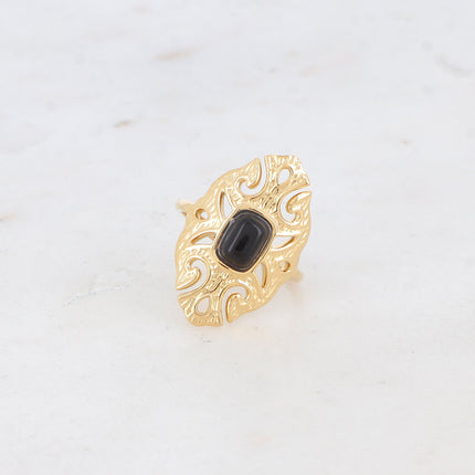 Bague Sélina - rosace ajourée et pierre naturelle