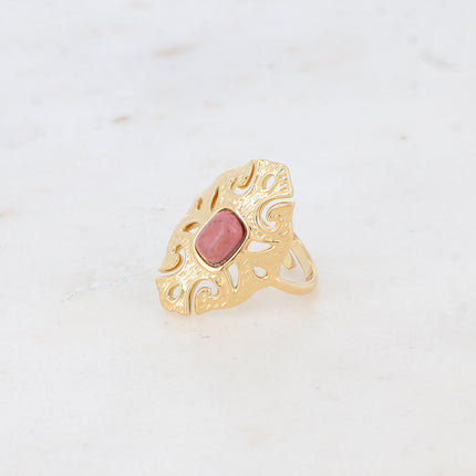 Bague Sélina - rosace ajourée et pierre naturelle