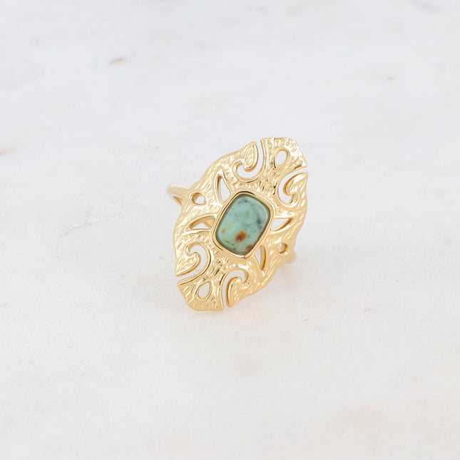 Selina ring - openwork rosette and natural stone