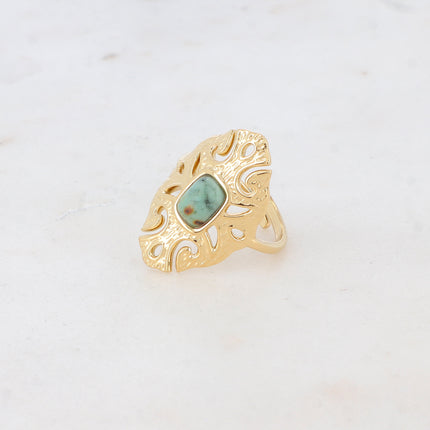 Bague Sélina - rosace ajourée et pierre naturelle