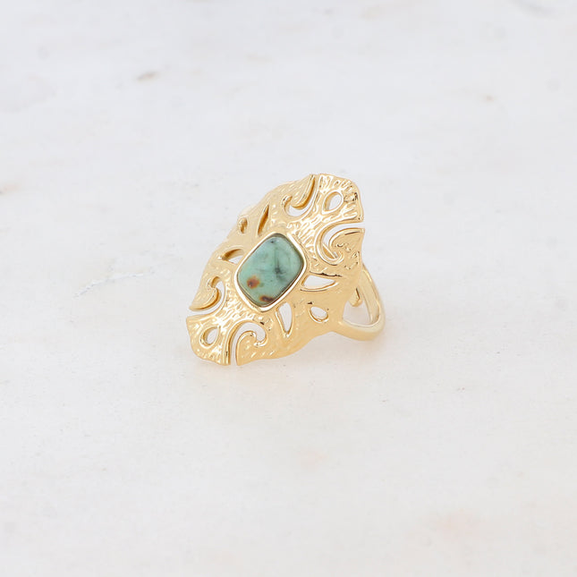 Selina ring - openwork rosette and natural stone