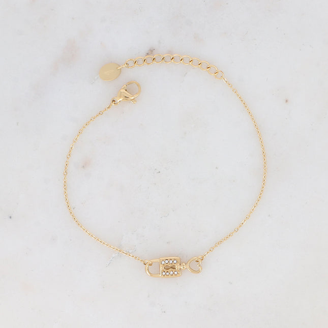 Bracelet Léna - cadenas, coeur et oxydes de zirconium