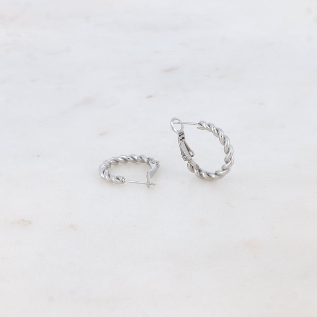 Thin twisted hoop earrings 2 cm