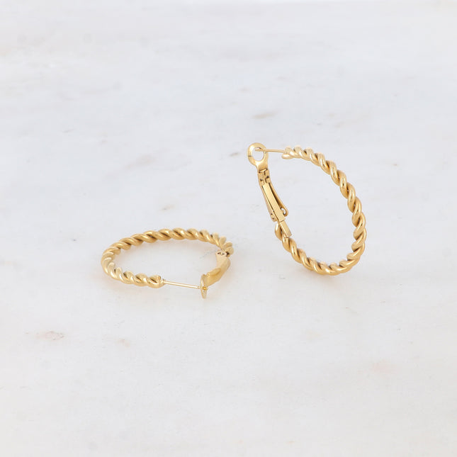 Thin twisted hoop earrings 3 cm