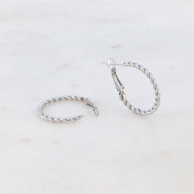 Thin twisted hoop earrings 3 cm