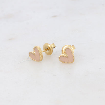 Boucles puces Yesenia - coeur émaillé