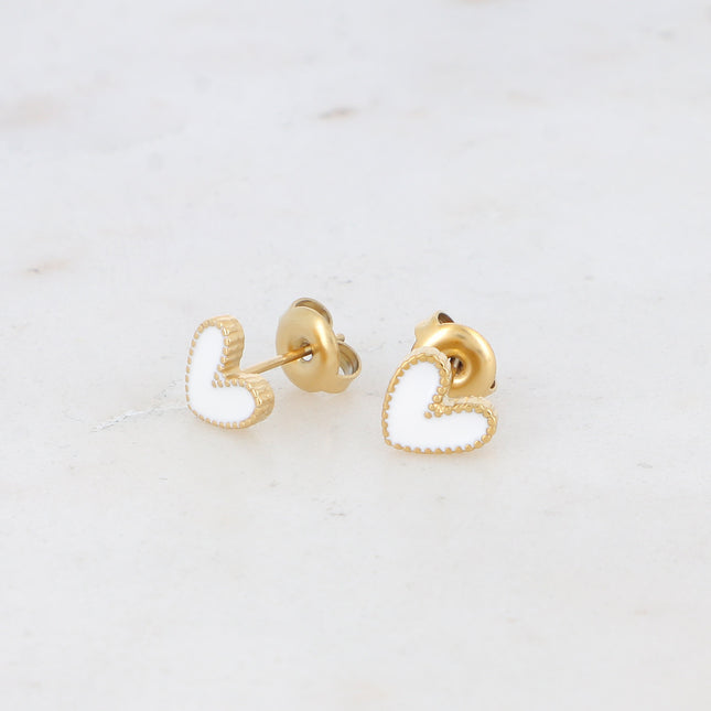 Boucles puces Yesenia - coeur émaillé