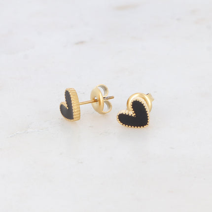 Boucles puces Yesenia - coeur émaillé