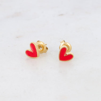 Boucles puces Yesenia - coeur émaillé