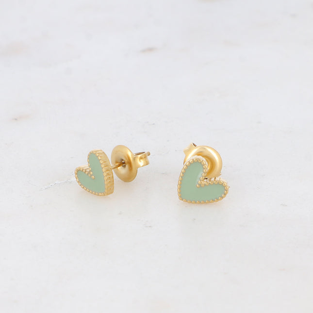 Boucles puces Yesenia - coeur émaillé