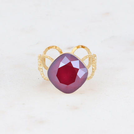 Bague Dasia - anneau aux cercles striés et orné de cristaux Swarovski®