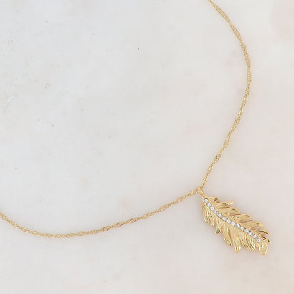Collier - plume et oxyde de zirconium