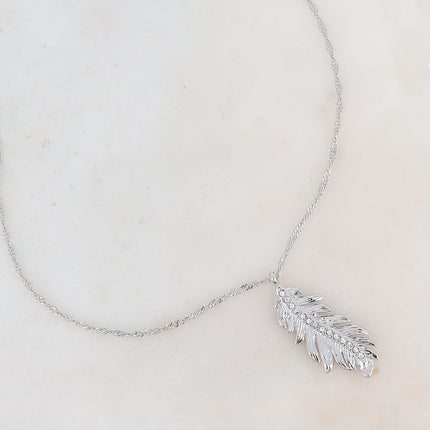 Collier - plume et oxyde de zirconium