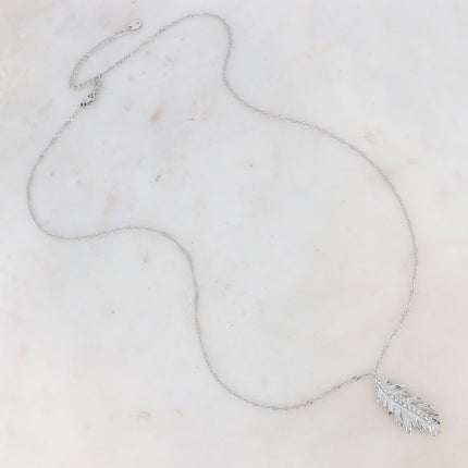 Collier - plume et oxyde de zirconium