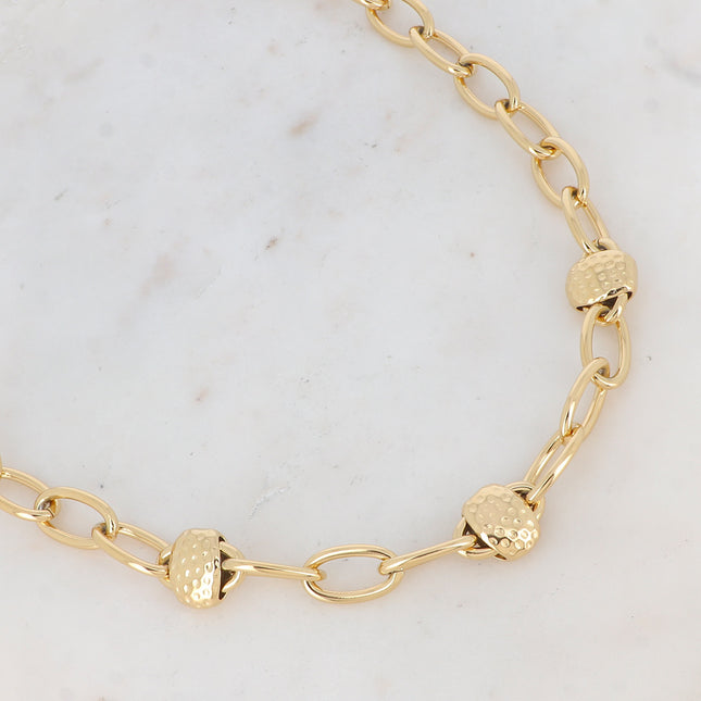 Collier Bailyne - mailles ovales, pendentif pointillé