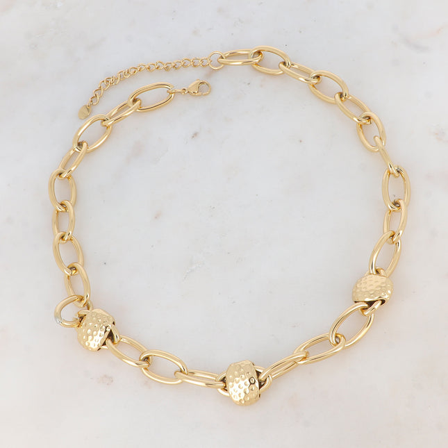 Collier Bailyne - mailles ovales, pendentif pointillé